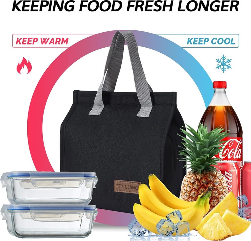 TELLUMO Lunch bag, Insulated Lunch Bag for Women Men Large Lunch Box Container Reusable Leakproof Tote for Office, Work, School, Beach or Travel (Dark) - Image 2